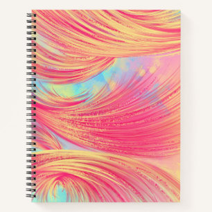 Stylish Pink Yellow Abstract Feathers Notebook