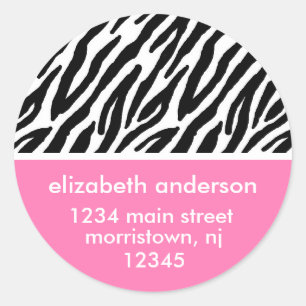 Stylish Pink Zebra Print Classic Round Sticker
