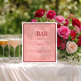 Stylish Pinky Pink Open Bar Wedding Pedestal Sign