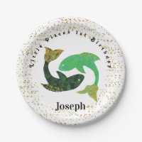 Stylish Pisces 1st Birthday & Gold Confetti