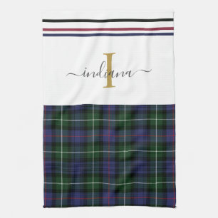 Stylish Plaid Monogram Name Rustic Clan MacKenzie Tea Towel