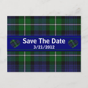 Stylish Plaid Save The Date Postcard