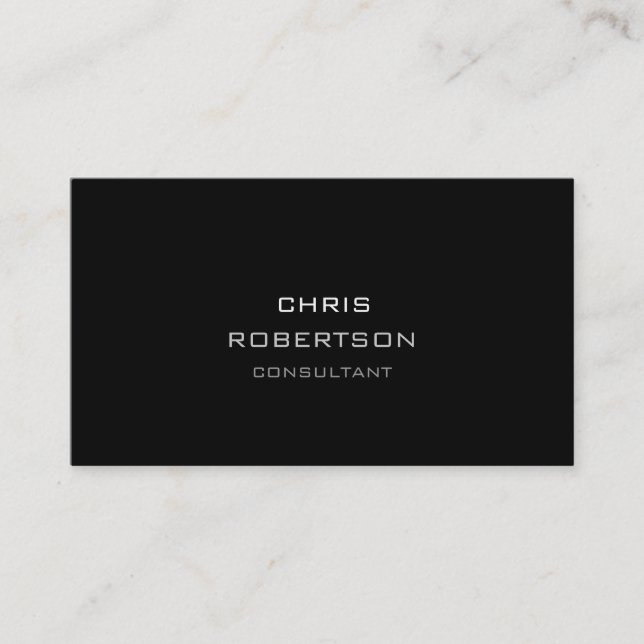 Stylish Plain Black Attractive Business Card (Front)