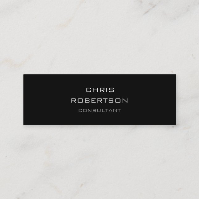 Stylish Plain Black Slim Attractive Business Card (Front)