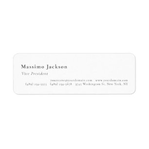 Stylish Plain Black & White Professional Modern Return Address Label
