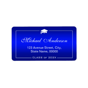 Stylish Plain Blue Gradient -  Graduation Cap Label