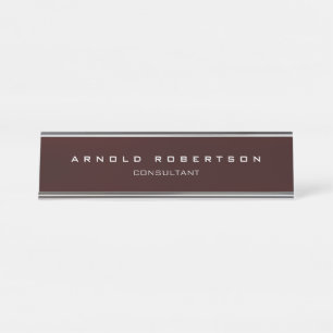 Stylish Plain Brown Red Professional Modern Desk Name Plate
