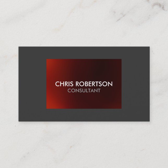 Stylish Plain Grey Red Attractive Business Card (Front)