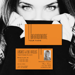 Stylish Plain Orange Chic with Photo Professional Business Card