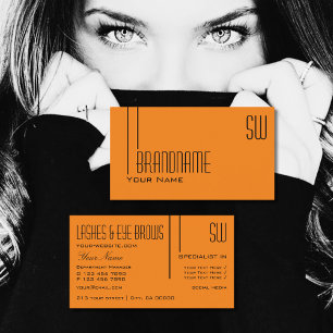 Stylish Plain Orange with Initials Professional Business Card