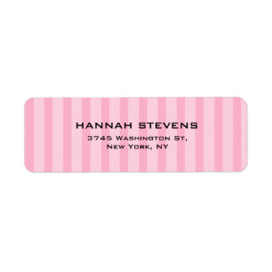 Stylish Plain Pink Stripes Elegant Modern Feminine Return Address Label