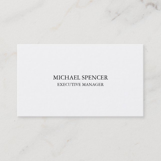 Stylish Plain Simple Black White Classical Business Card (Front)
