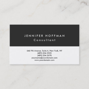 Stylish Plain Simple Clean Grey White Professional Business Card