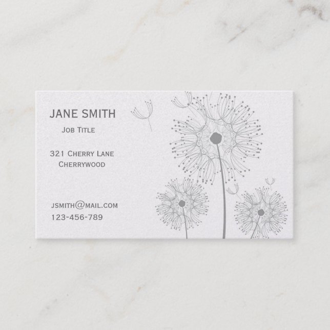 Stylish platinum modern floral customisable business card (Front)