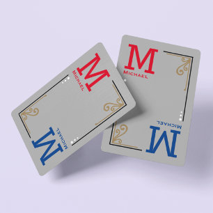 stylish player initials - personalised red blue playing cards
