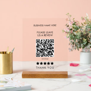 Stylish Please Leave Us A Review QR Code Acrylic Sign