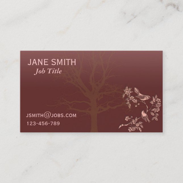 Stylish Plum Burgundy professional tree of life Business Card (Front)