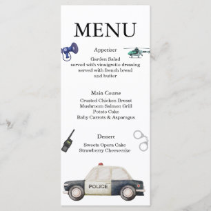 Stylish Police Kids Birthday Menu