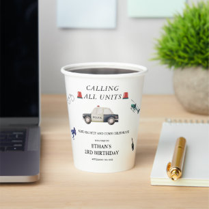 Stylish Police Kids Birthday Paper Cups