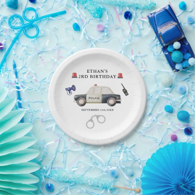 Stylish Police Kids Birthday Paper Plate (Party)
