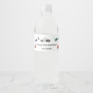 Stylish Police Kids Birthday Water Bottle Label
