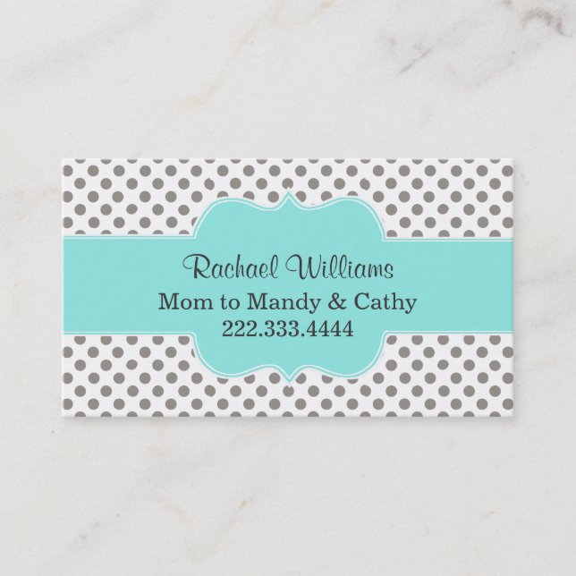 Stylish Polka Dot Custom Mummy Play Date Card (Front)