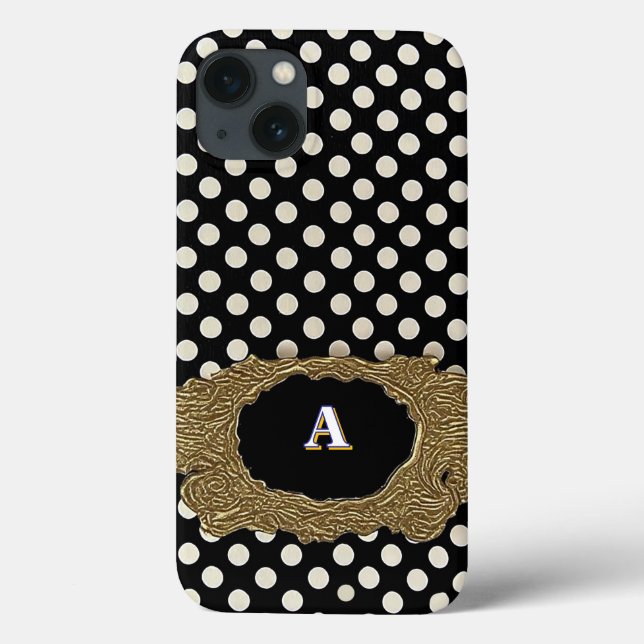 Stylish Polka Dot Pattern With a Luxe Gold Frame Case-Mate iPhone Case (Back)