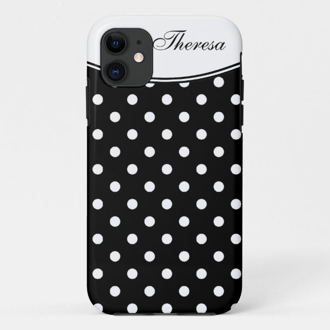 Stylish  Polka Dot Pattern with Name Case-Mate iPhone Case (Back)