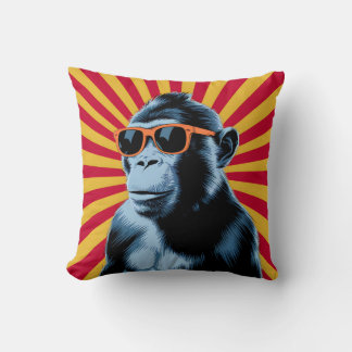 Stylish Pop Art Monkey with Sunglasses Cushion