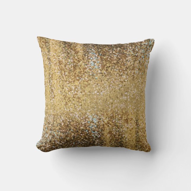 Stylish Posh Glitter Faux gold sequin Cushion (Front)
