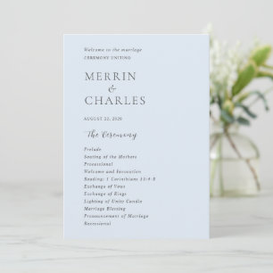 Stylish Powder Blue Modern Wedding Program