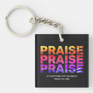 Stylish PRAISE Music Notes Christian Key Ring