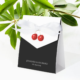 Stylish Pretty Chic Red Cherry Black White Wedding Favour Box