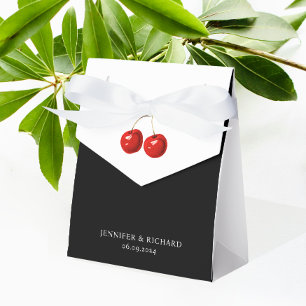 Stylish Pretty Chic Red Cherry Black White Wedding Favour Box