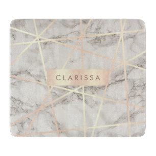 Stylish pretty chick rose gold & white marble cutting board