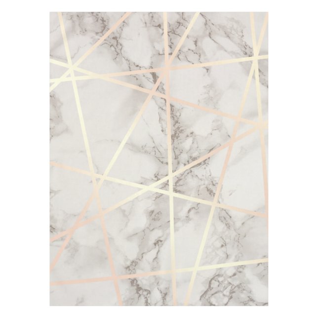 Stylish pretty chick rose gold & white marble tablecloth (Front)