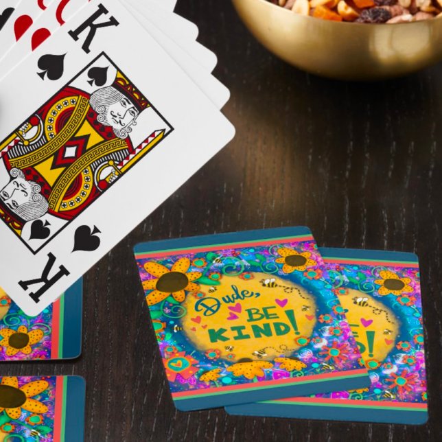 Stylish Pretty Colourful Dude Be Kind Friends Playing Cards (Creator Uploaded)