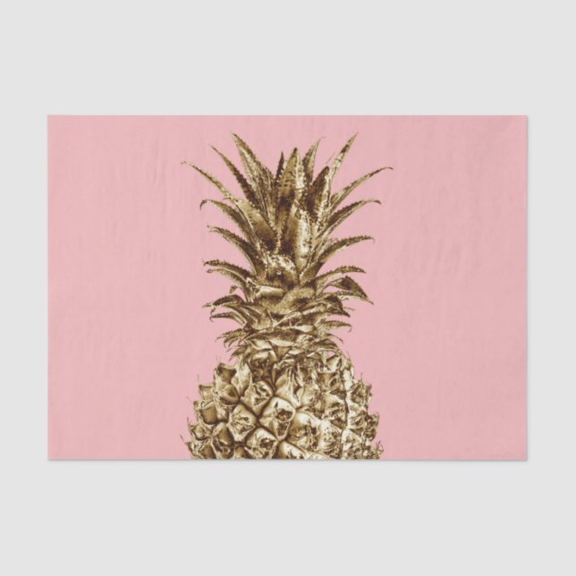 Stylish pretty girly gold & pastel pink pineapple tissue paper (Front)