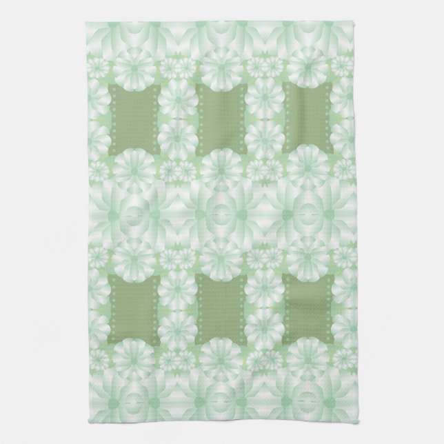 Stylish Pretty Mint Green Floral Cup Towel (Vertical)