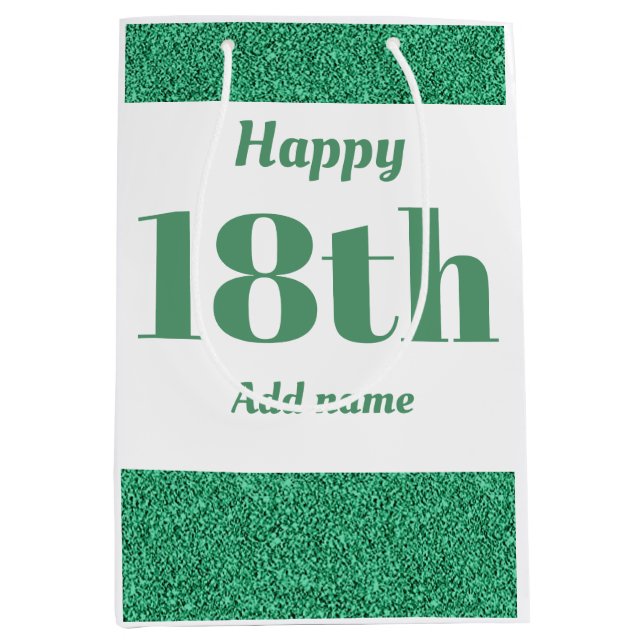 Stylish pretty personalised birthday gift bag 18th (Front)