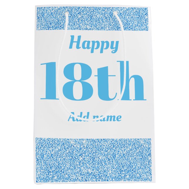 Stylish pretty personalised birthday gift bag 18th (Front)