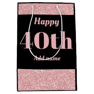 Stylish pretty personalised birthday gift bag 40th