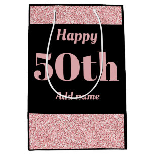 Stylish pretty personalised birthday gift bag 50th