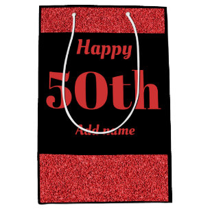 Stylish pretty personalised birthday gift bag 50th