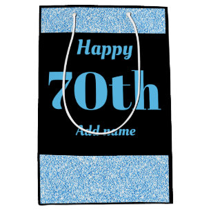 Stylish pretty personalised birthday gift bag 70th