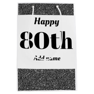 Stylish pretty personalised birthday gift bag 80th