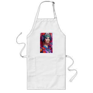 Stylish princess with floral hat long apron