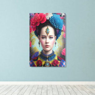 Stylish princess with tartan outfit canvas print