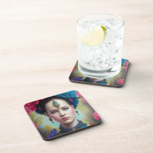 Stylish princess with tartan outfit coaster
