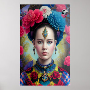 Stylish princess with tartan outfit poster